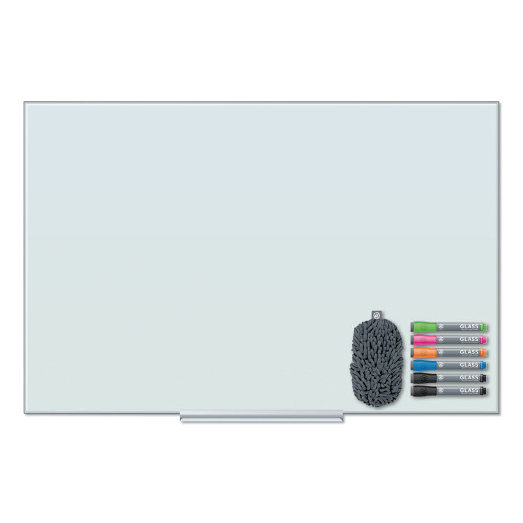 Floating Glass Dry Erase Board, 36" x 24" (Actual Size: 35" x 23"), White Surface