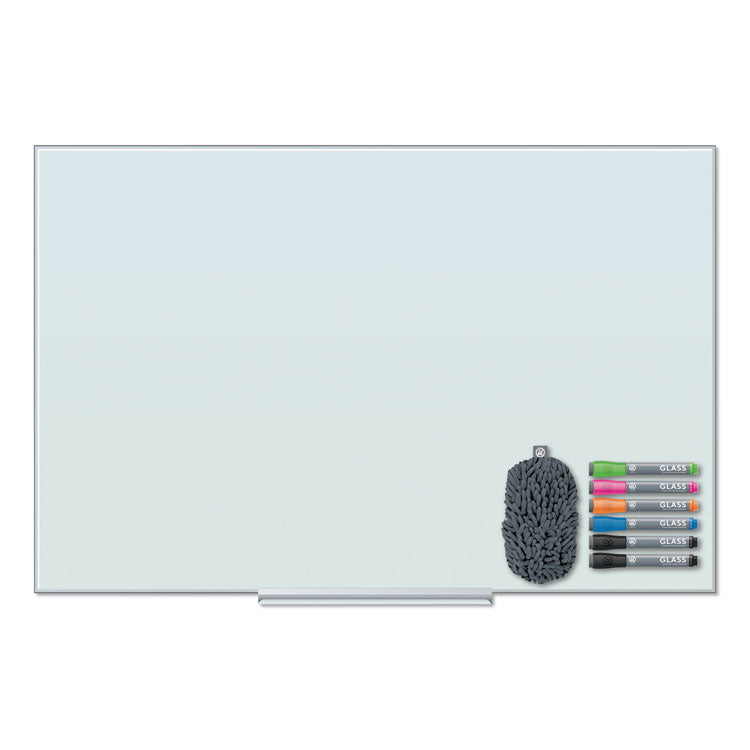 Floating Glass Dry Erase Board, 48" x 36" (Actual Size: 47" x 35"), White Surface
