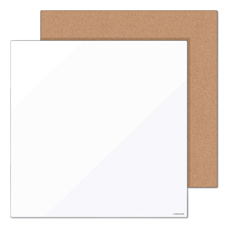 Frameless Tile Board Value Pack, (1) Tan Bulletin Board, (1) White Magnetic Dry Erase Board, 14" x 14"