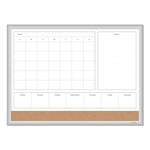 4N1 Magnetic Dry Erase Combo Board, Week/Month Planning, 24 x 18 (Actual Size: 23 x 17), Tan/WH Surface, Satin Aluminum Frame