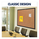 Classic Series Cork Bulletin Board, 36" x 24", Tan Surface, Black Aluminum Frame