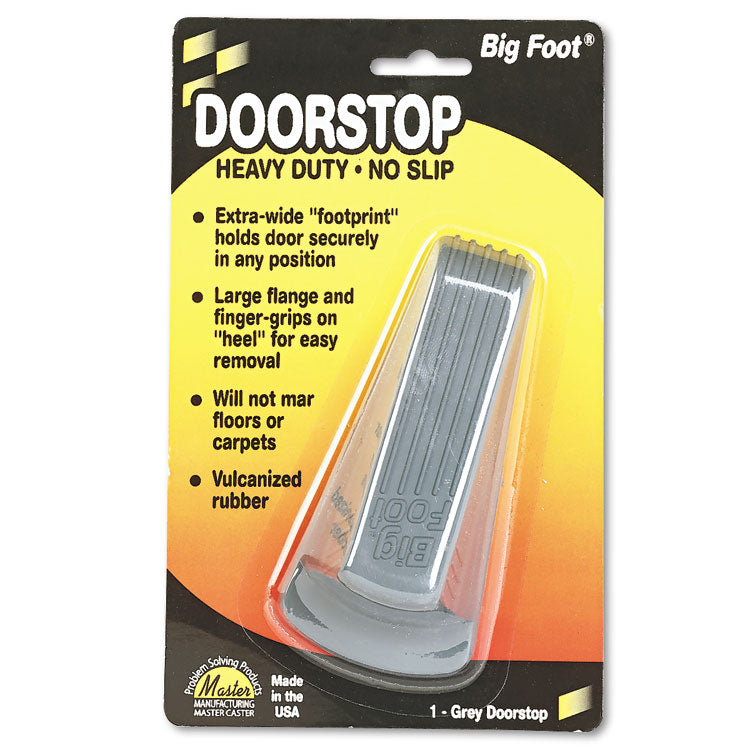 Big Foot Doorstop, No Slip Rubber Wedge, 2.25w X 4.75d X 1.25h, Gray