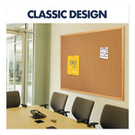 Classic Series Cork Bulletin Board, 24" x 18", Tan Surface, Oak Finished Fiberboard (MDF) Frame