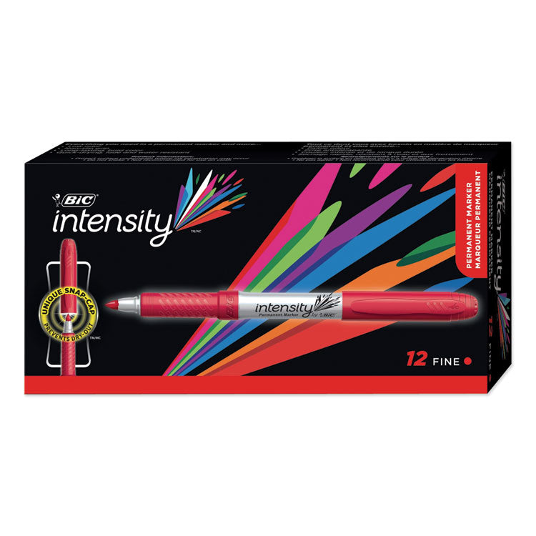 Intensity Fine Tip Permanent Marker, Fine Bullet Tip, Rambunctious Red, Dozen