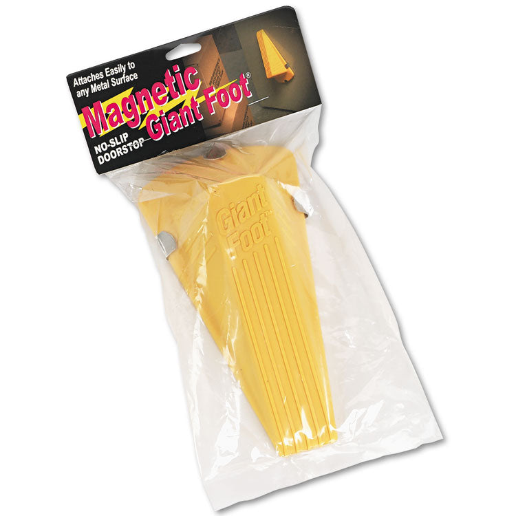 Giant Foot Magnetic Doorstop, No-Slip Rubber Wedge, 3.5w X 6.75d X 2h, Yellow