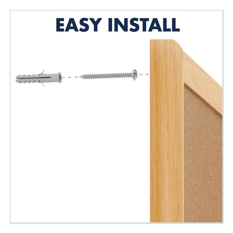 Classic Series Cork Bulletin Board, 24" x 18", Tan Surface, Oak Finished Fiberboard (MDF) Frame