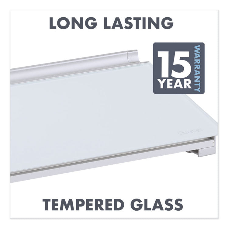 Glass Dry Erase Desktop Computer Pad, 18" x 6", White Surface