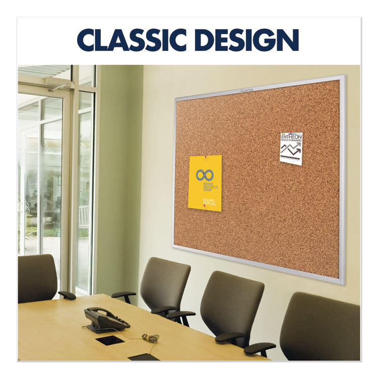 Classic Series Cork Bulletin Board, 96" x 48", Tan Surface, Anodized Aluminum Frame