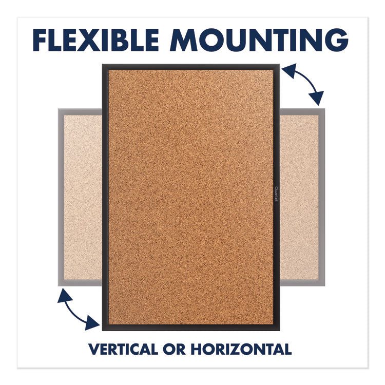 Classic Series Cork Bulletin Board, 36" x 24", Tan Surface, Black Aluminum Frame