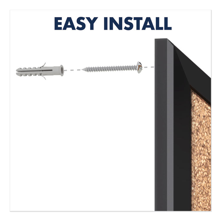 Classic Series Cork Bulletin Board, 36" x 24", Tan Surface, Black Aluminum Frame