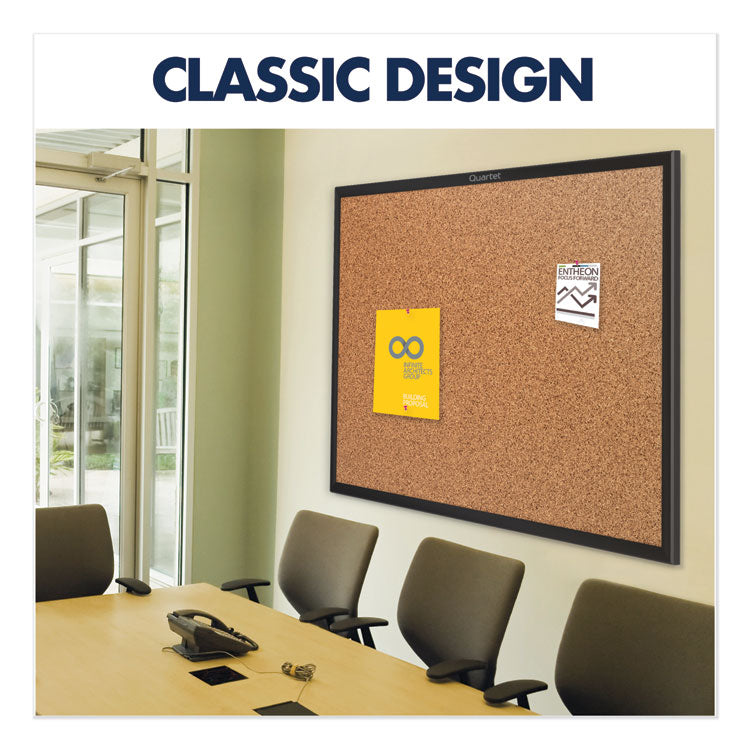 Classic Series Cork Bulletin Board, 48" x 36", Tan Surface, Black Aluminum Frame