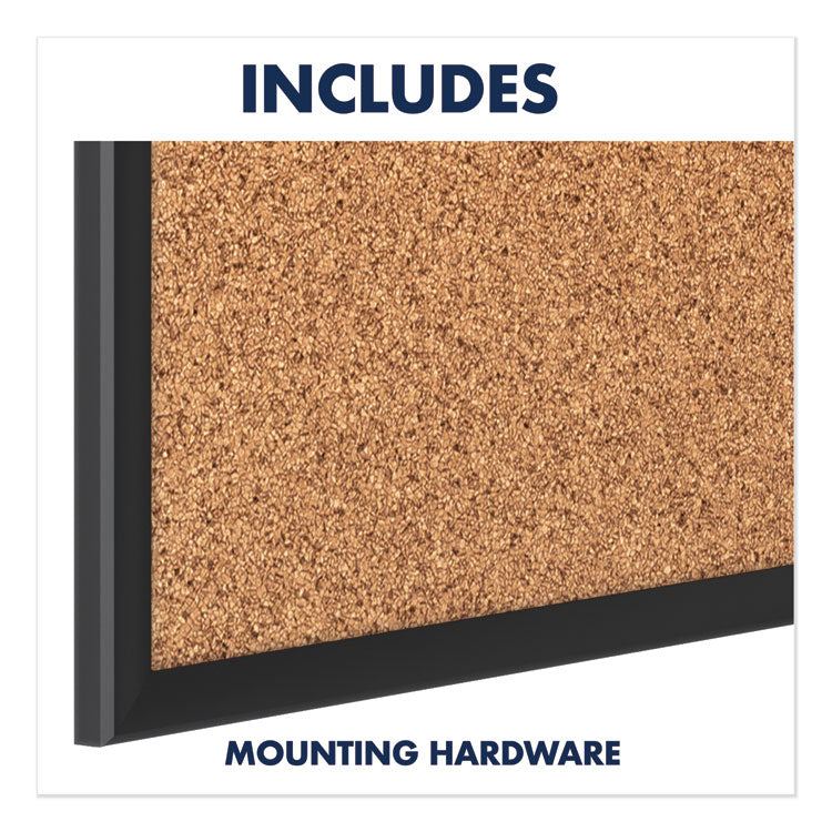 Classic Series Cork Bulletin Board, 36" x 24", Tan Surface, Black Aluminum Frame