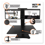 High Rise Dual Monitor Standing Desk Workstation, 28" X 23" X 10.5" To 15.5", Black