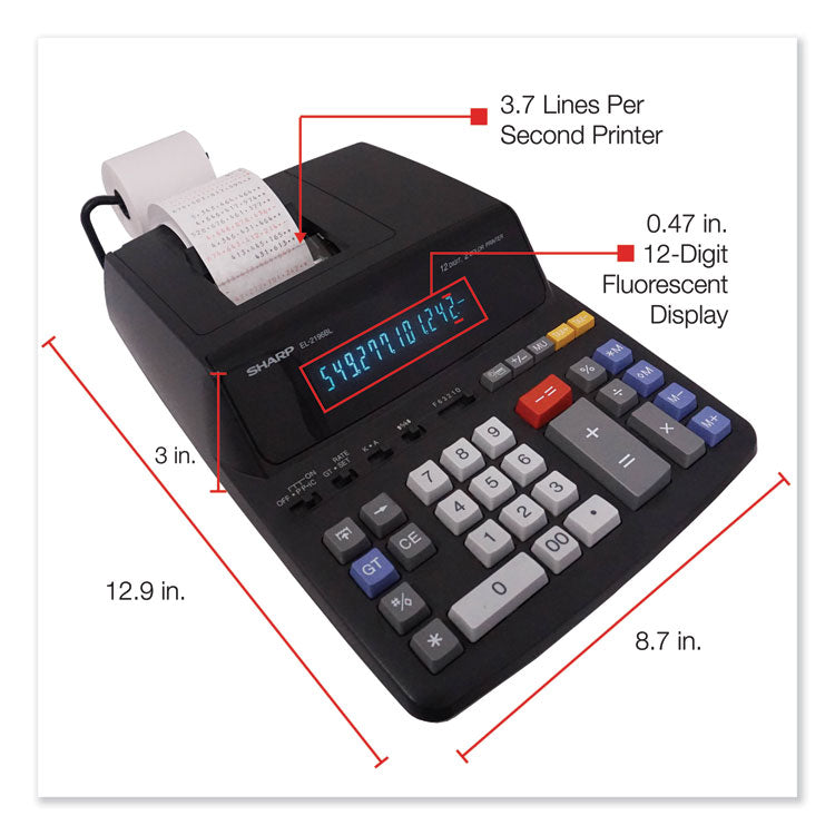 El2196bl Two-Color Printing Calculator, Black/red Print, 3.7 Lines/sec