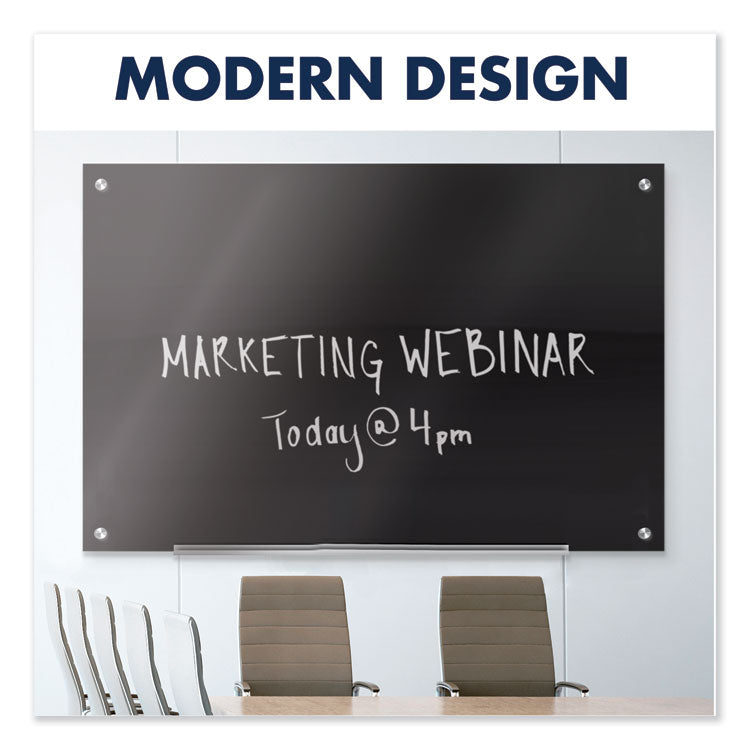 Infinity Magnetic Glass Marker Board, 96" x 48", Black Surface