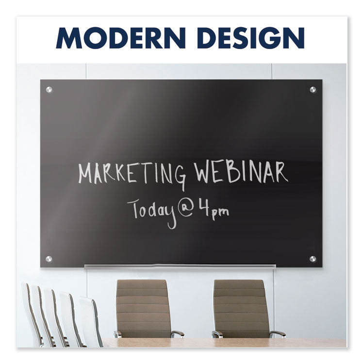 Infinity Magnetic Glass Marker Board, 72" x 48", Black Surface