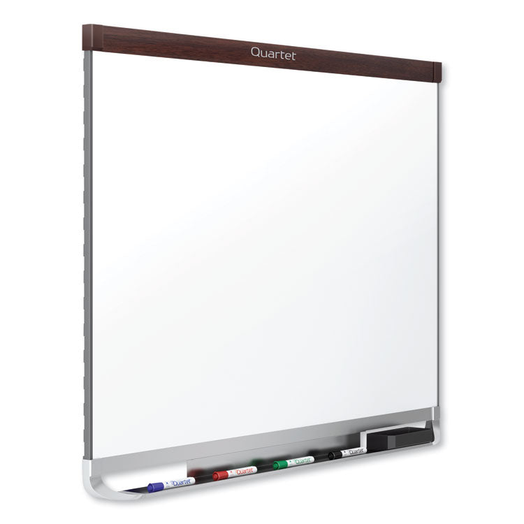 Prestige 2 DuraMax Magnetic Porcelain, 48" x 36", White Surface, Mahogany Finished Fiberboard/Plastic Frame