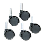 Duet Dual Wheels, Grip Ring Type C Stem, 2" Soft Polyurethane Wheel, Matte Black, 5/Set