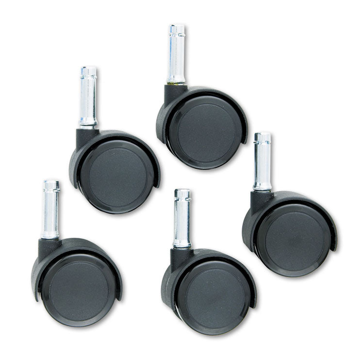 Duet Dual Wheels, Grip Ring Type C Stem, 2" Soft Polyurethane Wheel, Matte Black, 5/Set