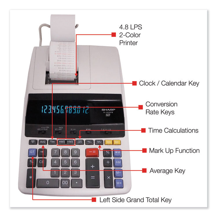 El2630piii Two-Color Printing Calculator, Black/red Print, 4.8 Lines/sec