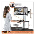 High Rise Electric Dual Monitor Standing Desk Workstation, 28" X 23" X 20.25", Black/aluminum