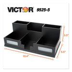 Midnight Black Desk Organizer with Smartphone Holder, 6 Compartments, Wood, 10.5 x 5.5 x 4