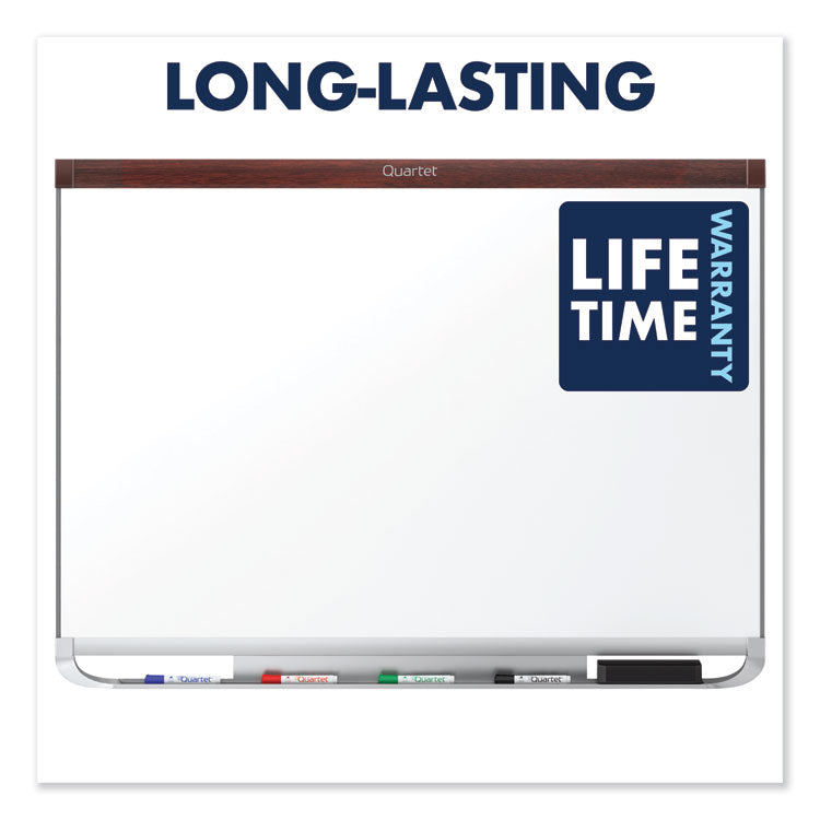 Prestige 2 DuraMax Magnetic Porcelain, 48" x 36", White Surface, Mahogany Finished Fiberboard/Plastic Frame