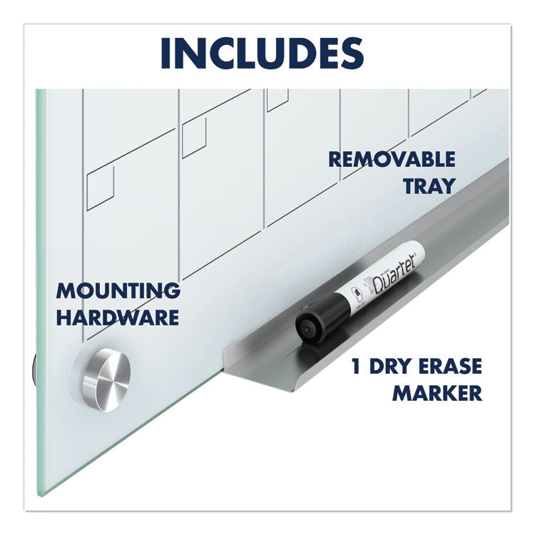 Infinity Magnetic Glass Calendar Board, Monthly Planning/Scheduling, 48" x 36", White Surface