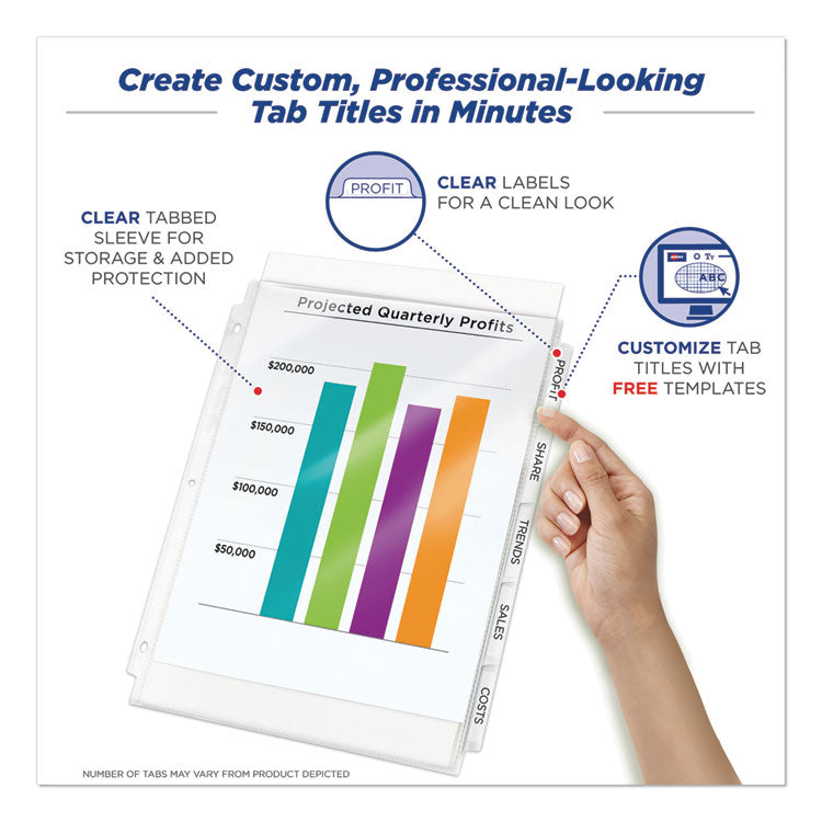 Print And Apply Index Maker Clear Label Sheet Protector Dividers With White Tabs, 5-Tab, 11 X 8.5, White, 1 Set