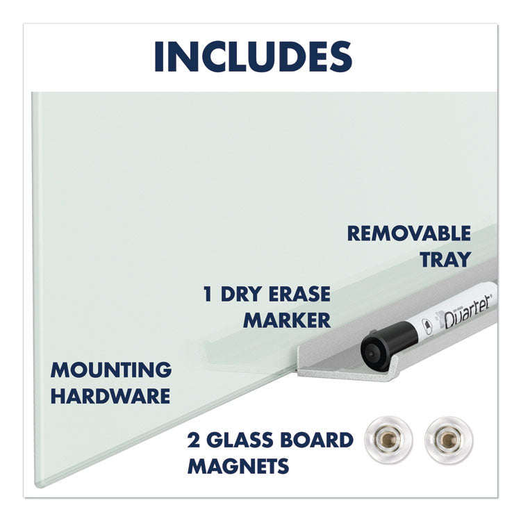 InvisaMount Magnetic Glass Marker Board, 85" x 48", White Surface