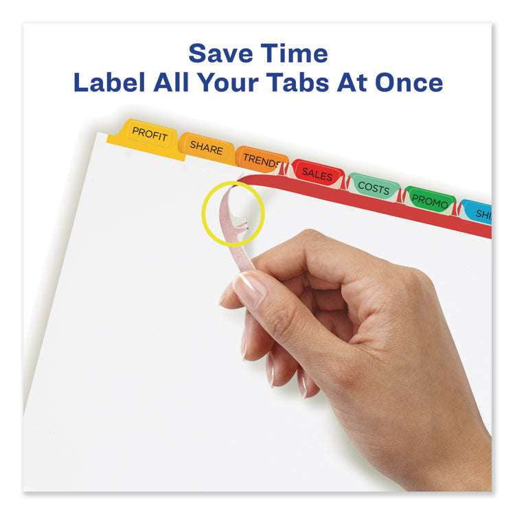 Print and Apply Index Maker Clear Label Dividers, 8-Tab, Color Tabs, 11 x 8.5, White, Traditional Color Tabs, 1 Set