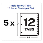 Print and Apply Index Maker Clear Label Dividers, 12-Tab, Color Tabs, 11 x 8.5, White, 5 Sets