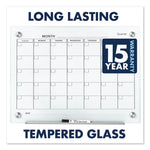 Infinity Magnetic Glass Calendar Board, Monthly Planning/Scheduling, 36" x 24", White Surface