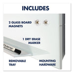 Element Framed Magnetic Glass Dry-Erase Boards, 74" x 42", White Surface, Satin Aluminum Frame