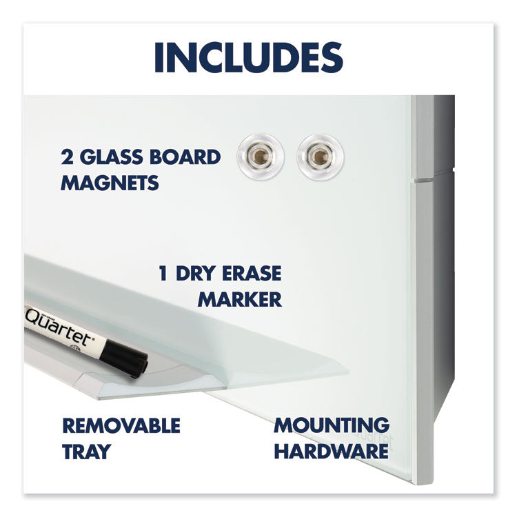 Element Framed Magnetic Glass Dry-Erase Boards, 74" x 42", White Surface, Satin Aluminum Frame