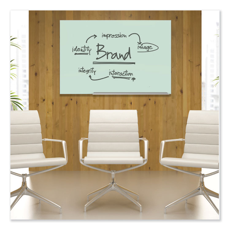Element Framed Magnetic Glass Dry-Erase Boards, 74" x 42", White Surface, Satin Aluminum Frame