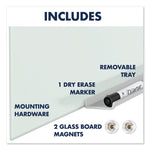 InvisaMount Magnetic Glass Marker Board, 50" x 28", White Surface