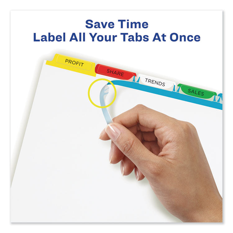 Print and Apply Index Maker Clear Label Dividers, 5-Tab, Color Tabs, 11 x 8.5, White, Traditional Color Tabs, 25 Sets