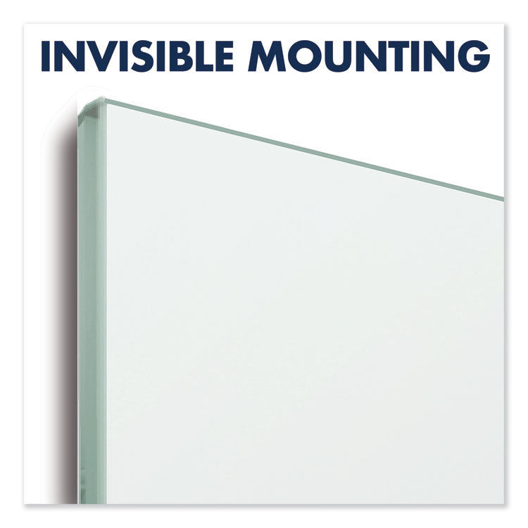 InvisaMount Magnetic Glass Marker Board, 74" x 42", White Surface