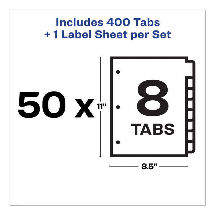 Print and Apply Index Maker Clear Label Dividers, 8-Tab, 11 x 8.5, White, 50 Sets