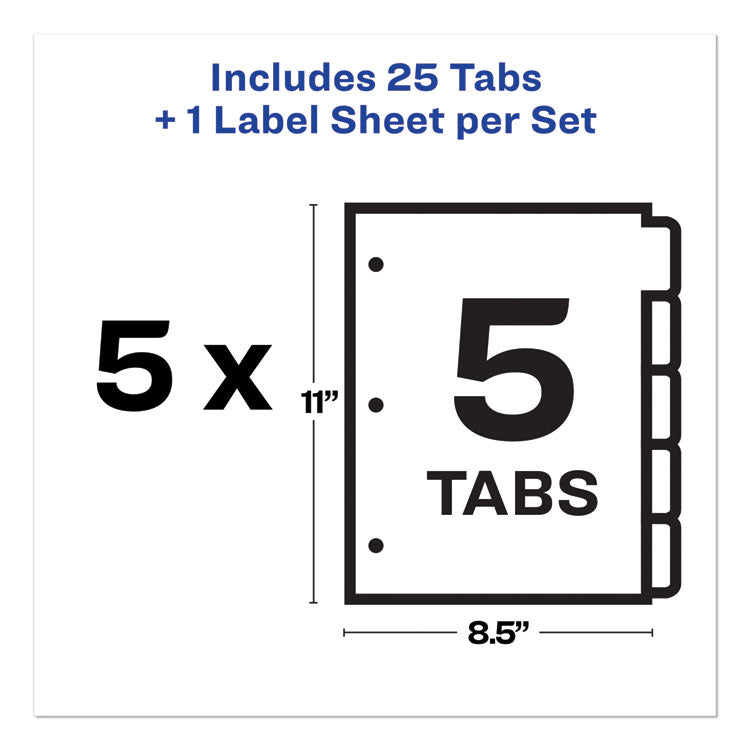 Print and Apply Index Maker Clear Label Plastic Dividers w/Printable Label Strip, 5-Tab, 11 x 8.5, Frosted Clear Tabs, 5 Sets