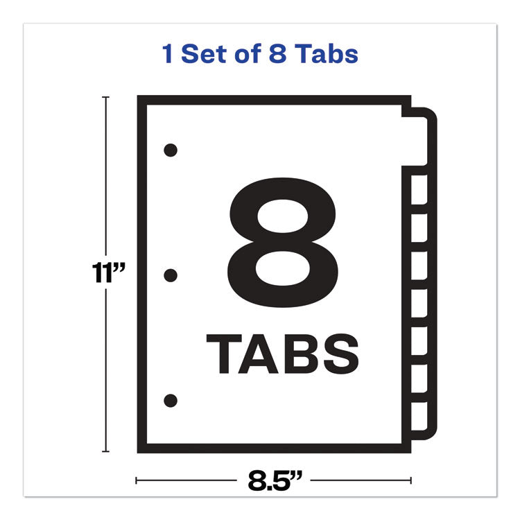 Print and Apply Index Maker Clear Label Plastic Dividers w/Printable Label Strip, 8-Tab, 11 x 8.5, Frosted Clear Tabs, 1 Set