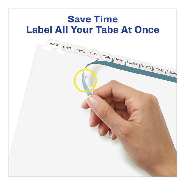 Print and Apply Index Maker Clear Label Dividers, 12-Tab, White Tabs, 11 x 8.5, White, 5 Sets