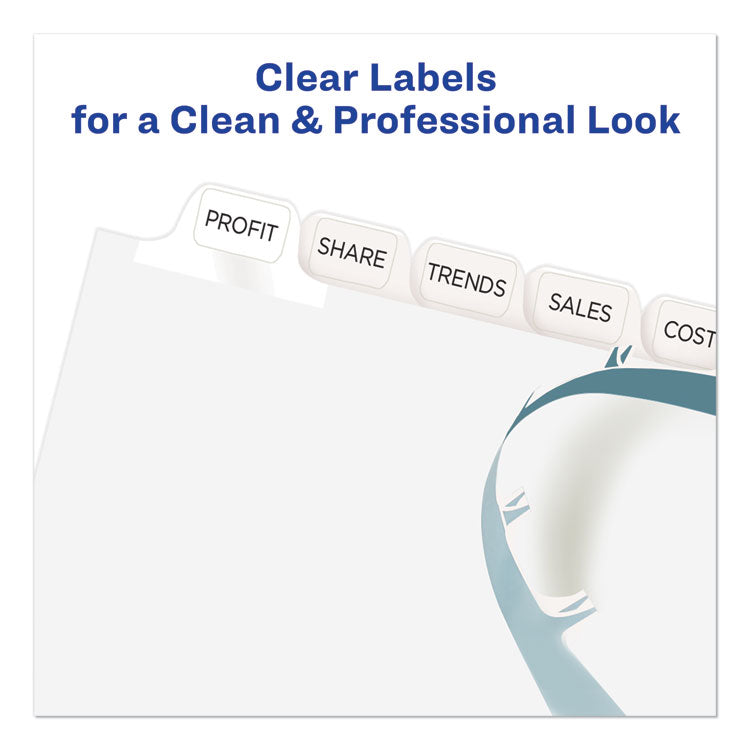 Print and Apply Index Maker Clear Label Dividers, 12-Tab, White Tabs, 11 x 8.5, White, 1 Set