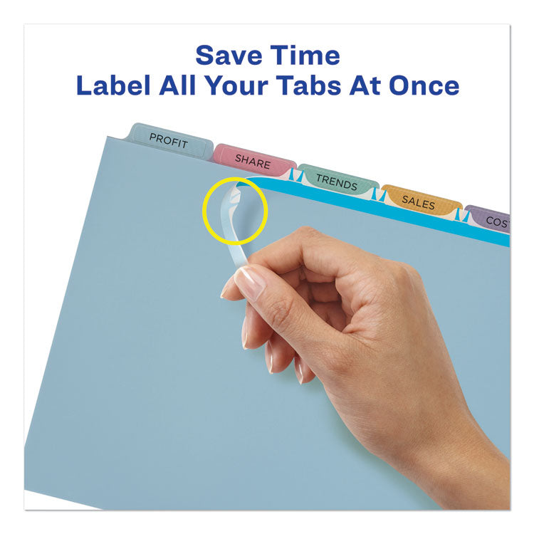 Print and Apply Index Maker Clear Label Plastic Dividers with Printable Label Strip, 5-Tab, 11 x 8.5, Assorted Tabs, 5 Sets
