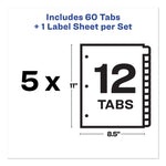 Print and Apply Index Maker Clear Label Dividers, 12-Tab, White Tabs, 11 x 8.5, White, 5 Sets