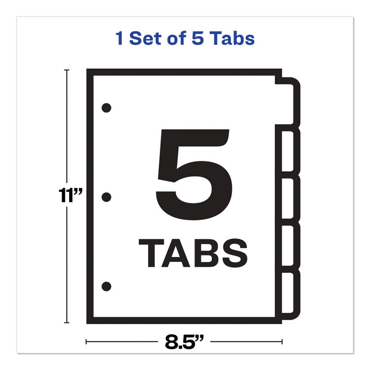 Print and Apply Index Maker Clear Label Dividers, Big Tab, 5-Tab, White Tabs, 11 x 8.5, White, 1 Set