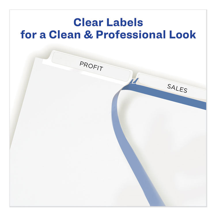 Print and Apply Index Maker Clear Label Dividers, 3-Tab, White Tabs, 11 x 8.5, White, 5 Sets