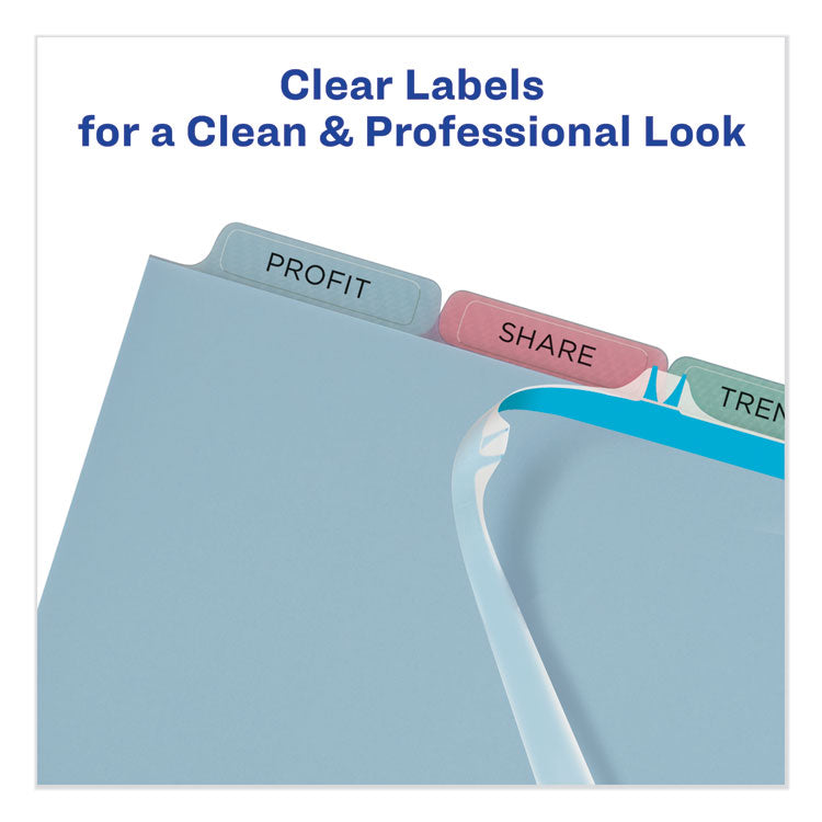 Print and Apply Index Maker Clear Label Plastic Dividers with Printable Label Strip, 5-Tab, 11 x 8.5, Assorted Tabs, 5 Sets