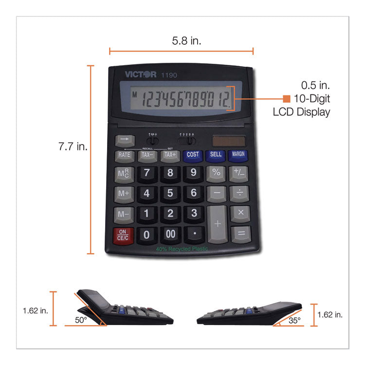1190 Executive Desktop Calculator, 12-Digit Lcd